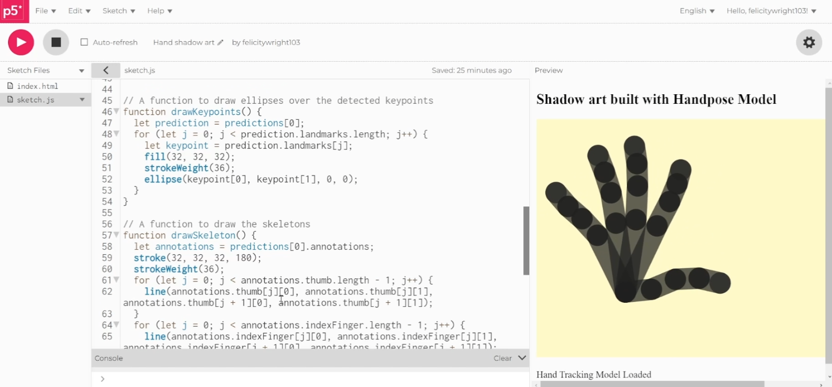 Image Classifier - Hand Shadow Puppet AI Application using p5.js